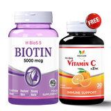 Buy Biotin 5000mcg Get 1 Vitamin C Free