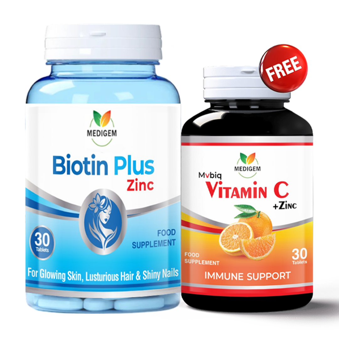 Buy Biotin Plus Get 1 Vitamin C Free - Mediline Health Care